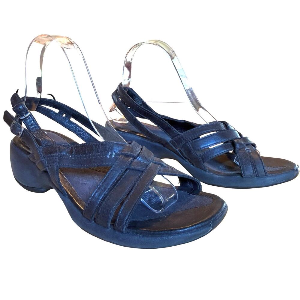 Merrell Black Leather Slingback Strappy Open Toe Sandals Sporty Summer sz 9